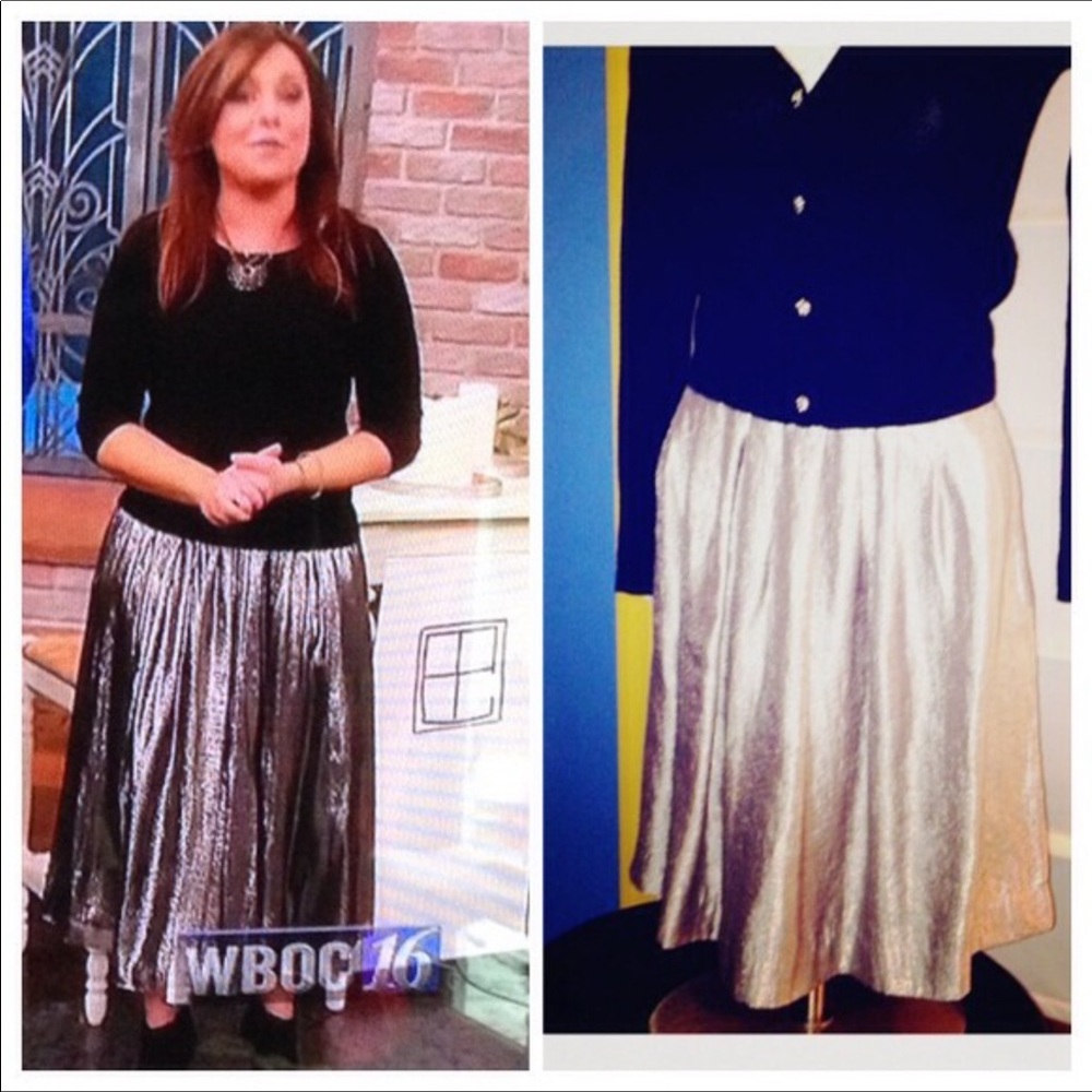 Old Navy Metallic Pleated Full Midi Skirt